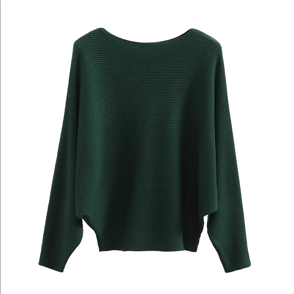 Gaberly Boat Neck Batwing Sleeve Sweater
